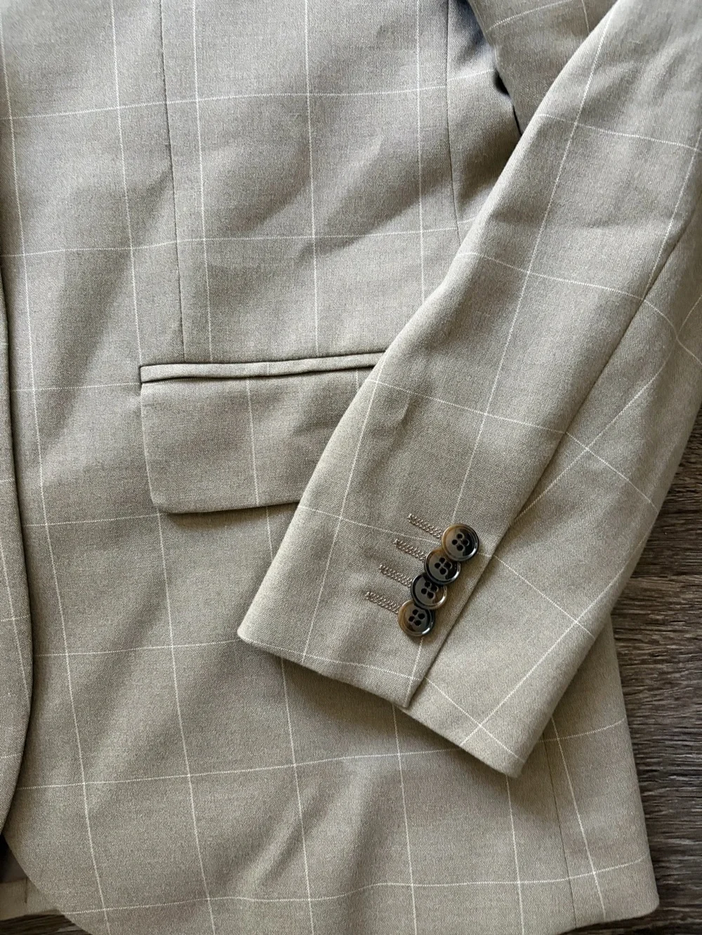 H&M MEN’S TAN SLIM FIT SINGLE-BREASTED JACKET